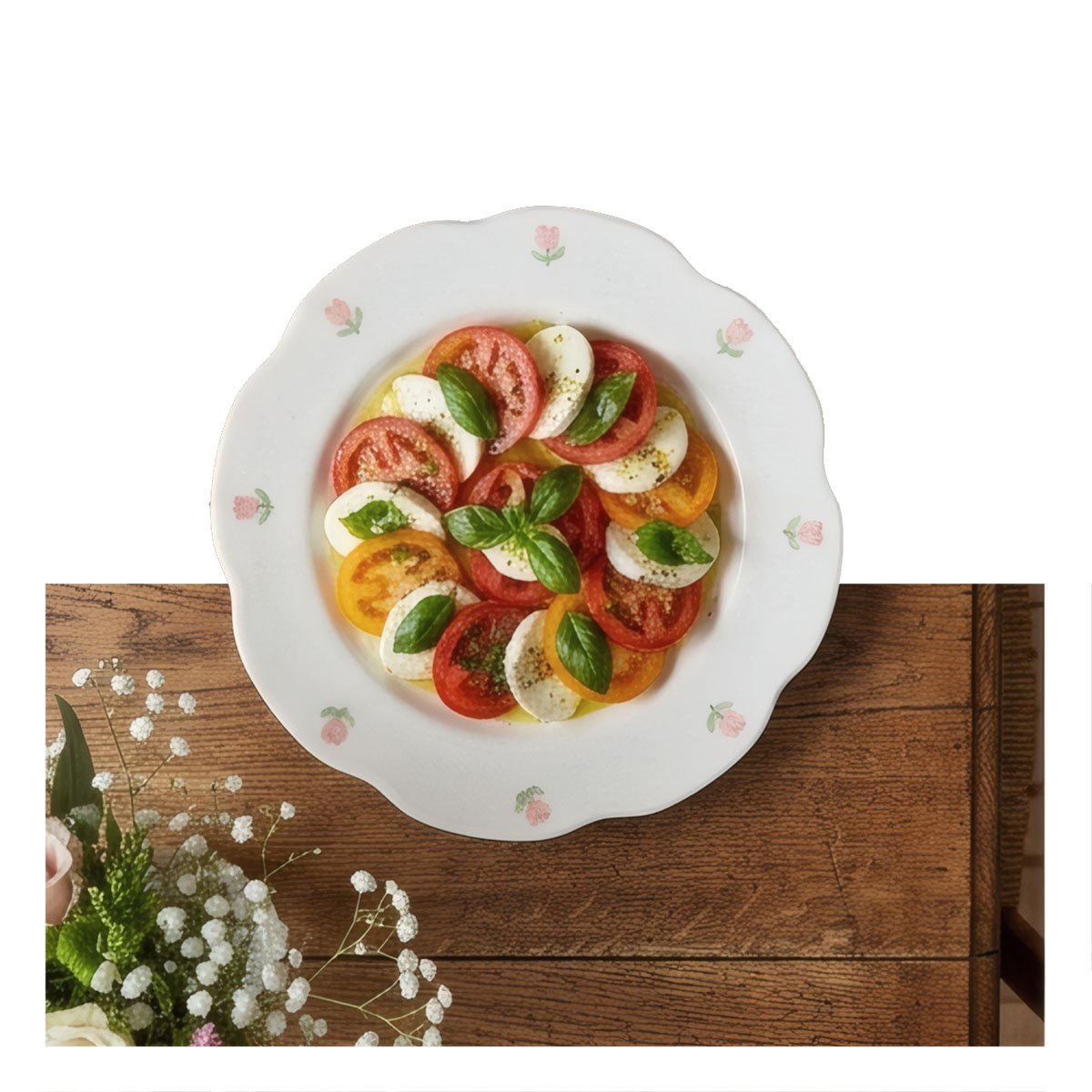 PACK2 PLATO HONDO CIRCULAR TULIPANES BLANCO 20X1,5CM PARA COMIDAS DIARIAS YREGALO STICKER - 2