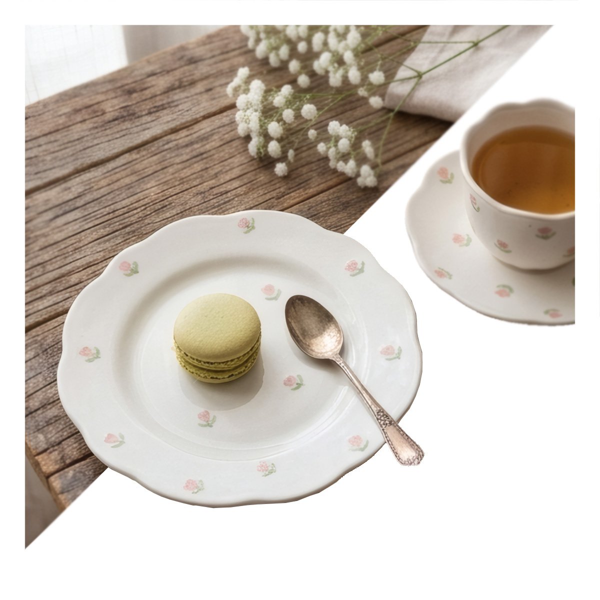 PACK2 PLATO HONDO CIRCULAR TULIPANES BLANCO 20X1,5CM PARA COMIDAS DIARIAS YREGALO STICKER - 5