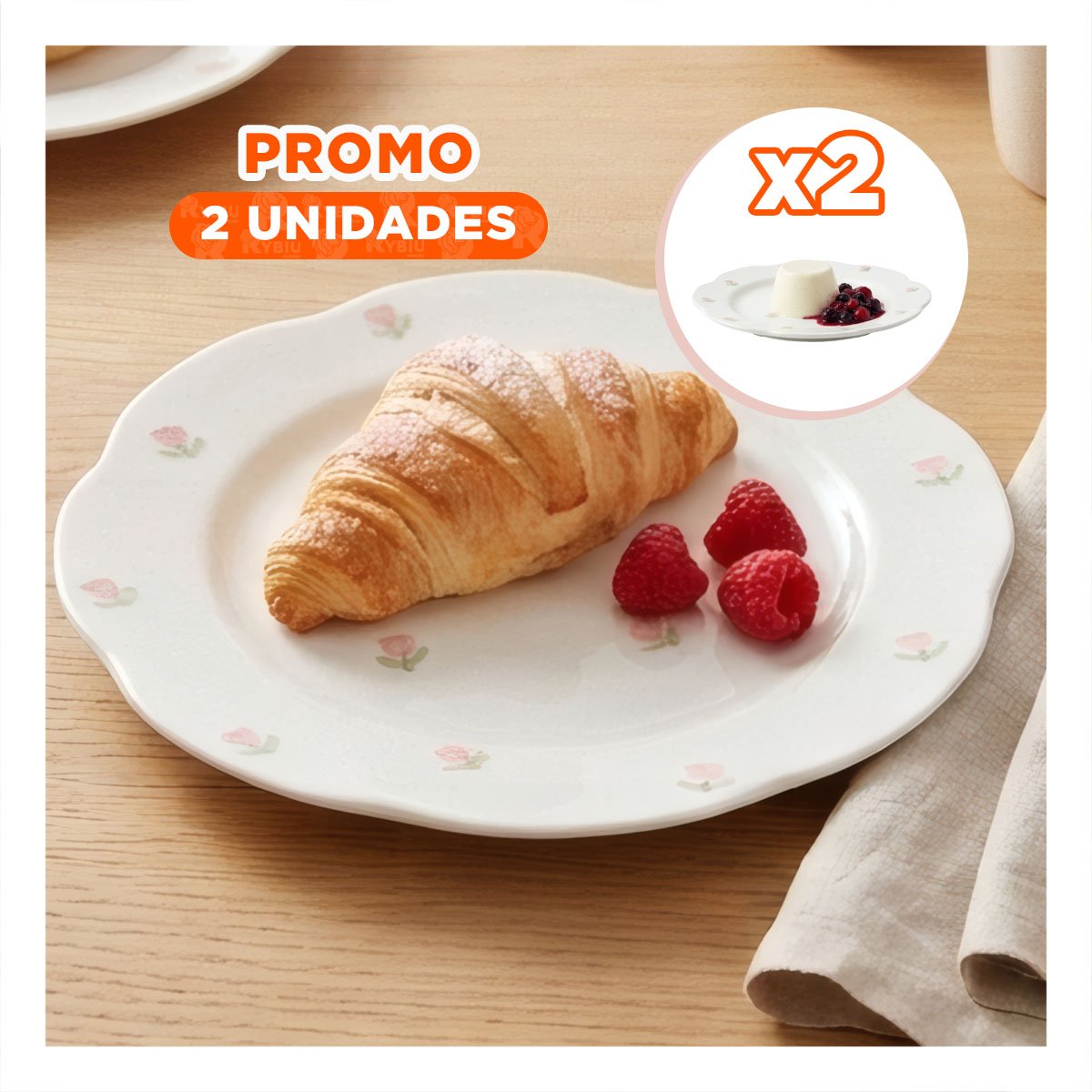 PACK2 RECIPIENTE DE CERAMICA CIRCULAR TULIPANES BLANCO 20X1,5CM PARA SOPAS YPAPEL REGALO - 1