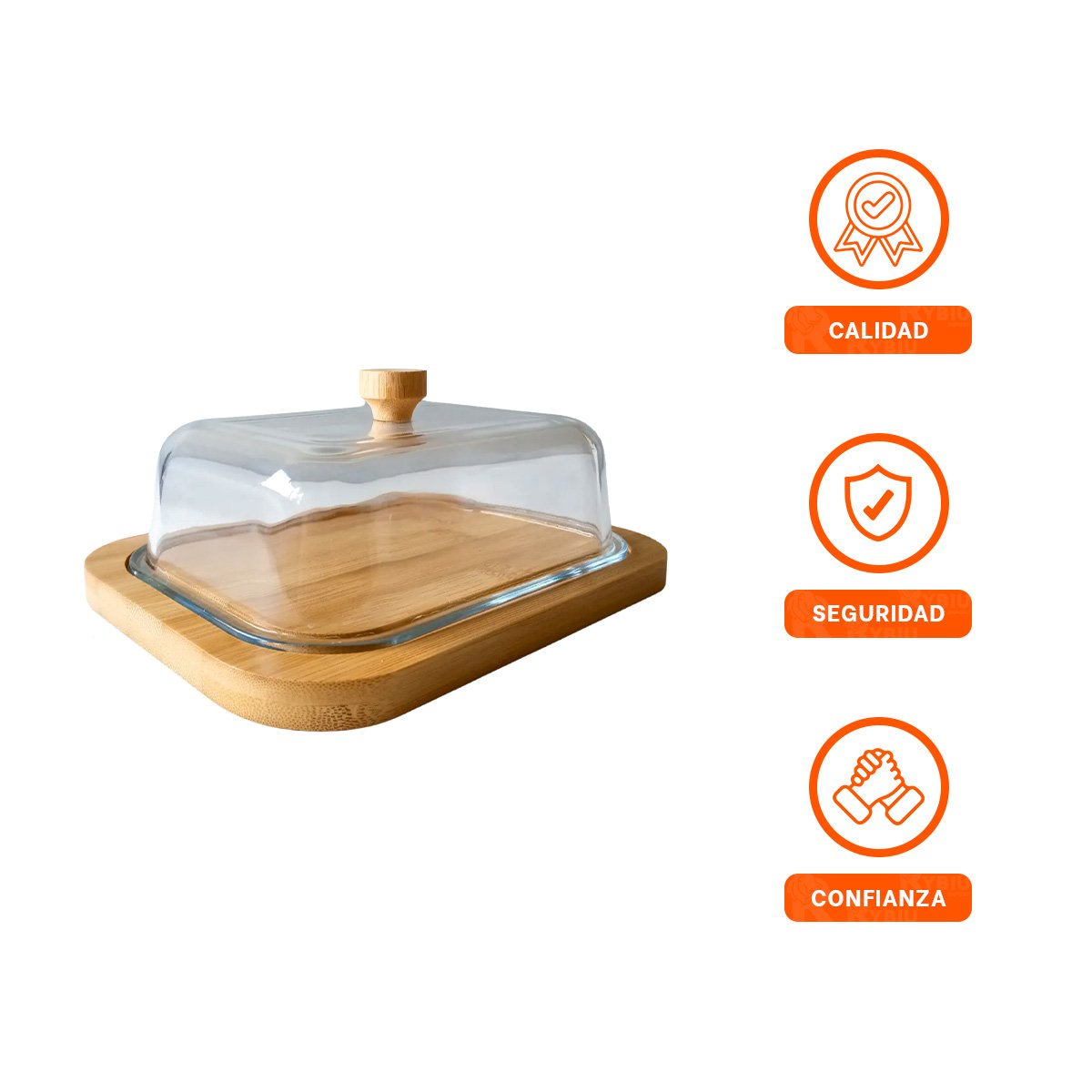 BASE MANTEQUILLA CON TAPA TRANSPARENTE Y MADERA PARA GUARDAR COMIDA YPOST IT - 5