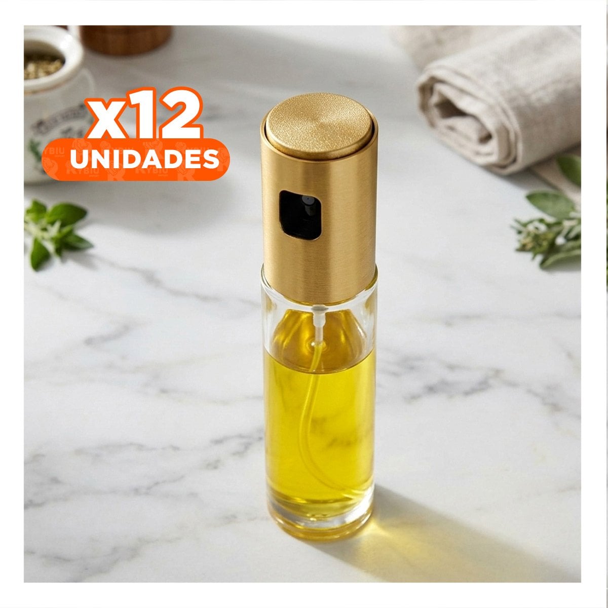 PACK12 PULVERIZADOR DE VIDRIO DORADO 100ML CON CUERPO TRANSPARENTE EN CASA YPAPEL REGALO - 1