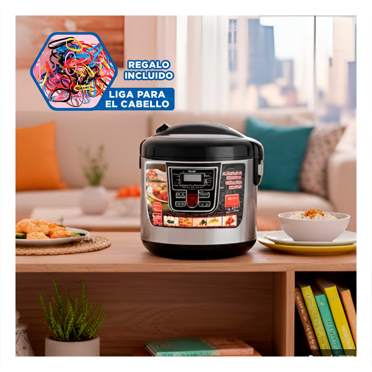 SARTEN ELECTRICA MULTIFUNCION 5L CON 12 MODOS DE COCCION PLOMO Y NEGRO YLIGAS REGALO - 2