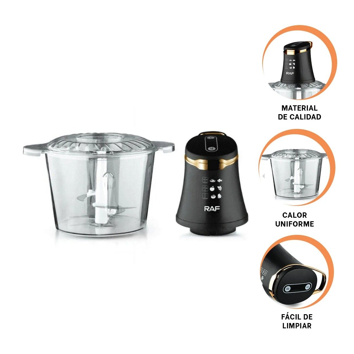 TRITURADORA DE ALIMENTOS CON 4 CUCHILLAS NEGRO ELECTRICA PARA HOGAR YPAPEL REGALO - 5