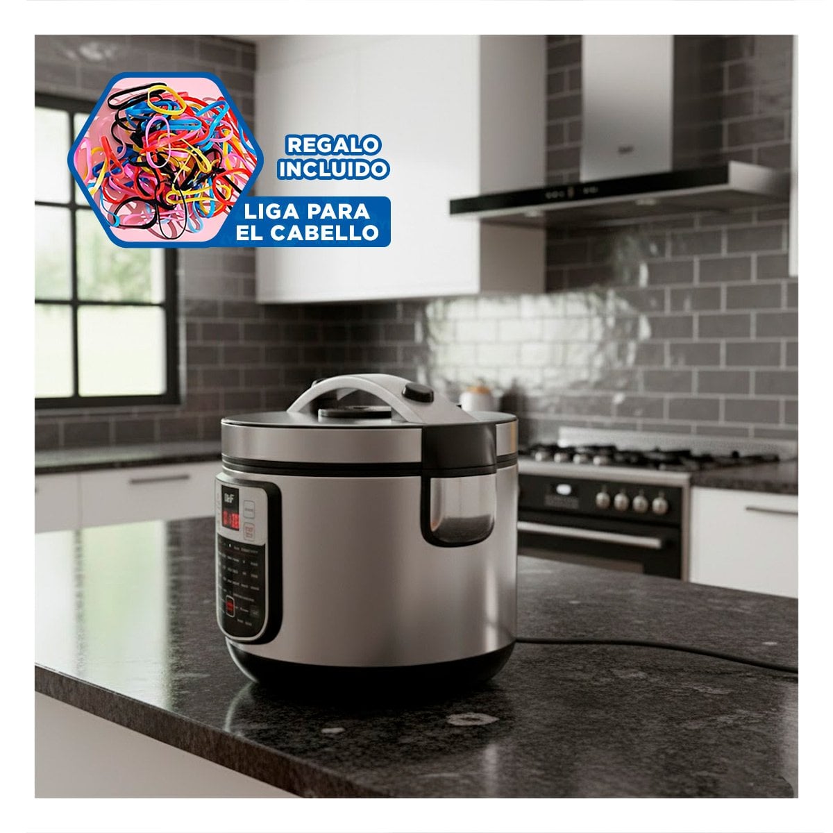 EQUIPO DE COCINA 5L PLATEADO CON TAZON ANTIADHERENTE PARA FAMILIA NUMEROSA YLIGAS REGALO - 2