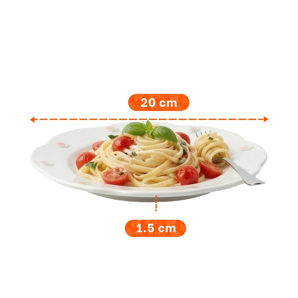 PACK12 PLATO DECORATIVO CIRCULAR TULIPANES BLANCO 20X1,5CM PARA PRESENTACION DE ALIMENTOS - 4