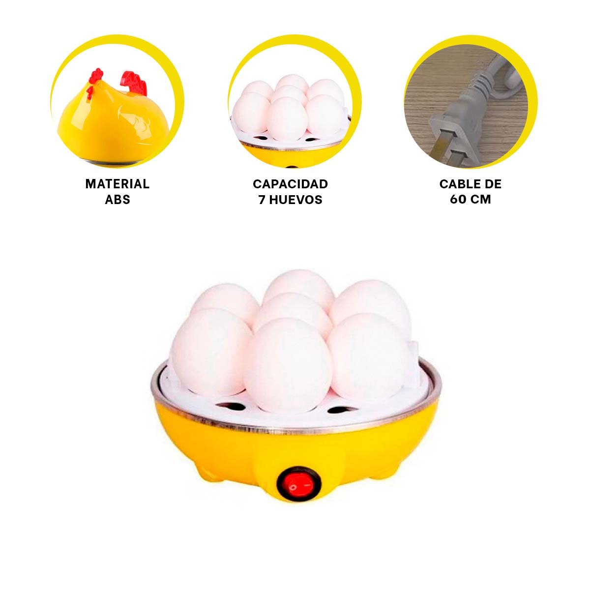 COCEDORA GALLINA DE HUEVOS AMARILLO ELECTRICA PARA COCINA PRACTICA YPAPEL REGALO - 5
