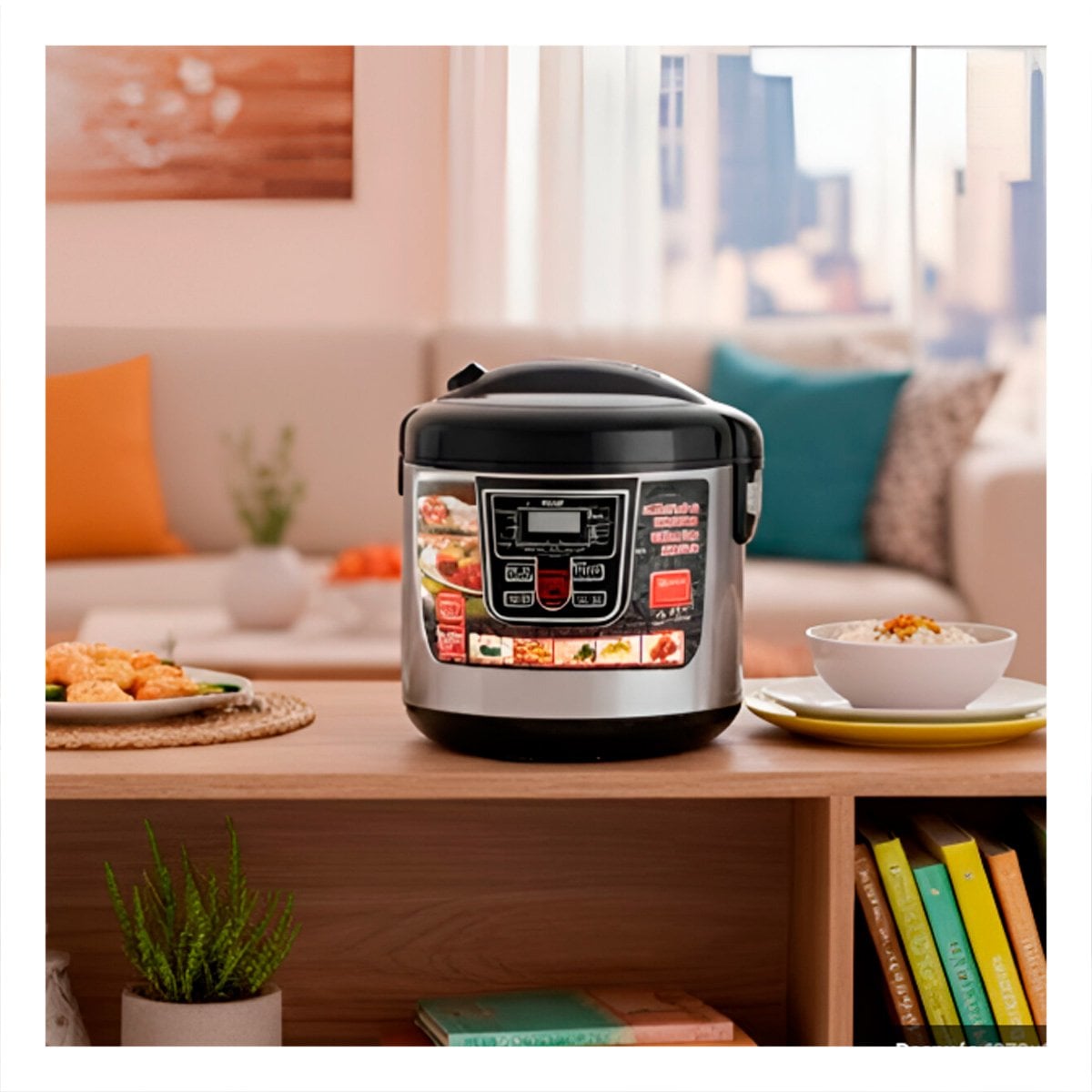 ROBOT DE COCINA MULTIFUNCION 5L CON 12 PROGRAMAS DE COLOR PLOMO Y NEGRO YREGALO STICKER - 2
