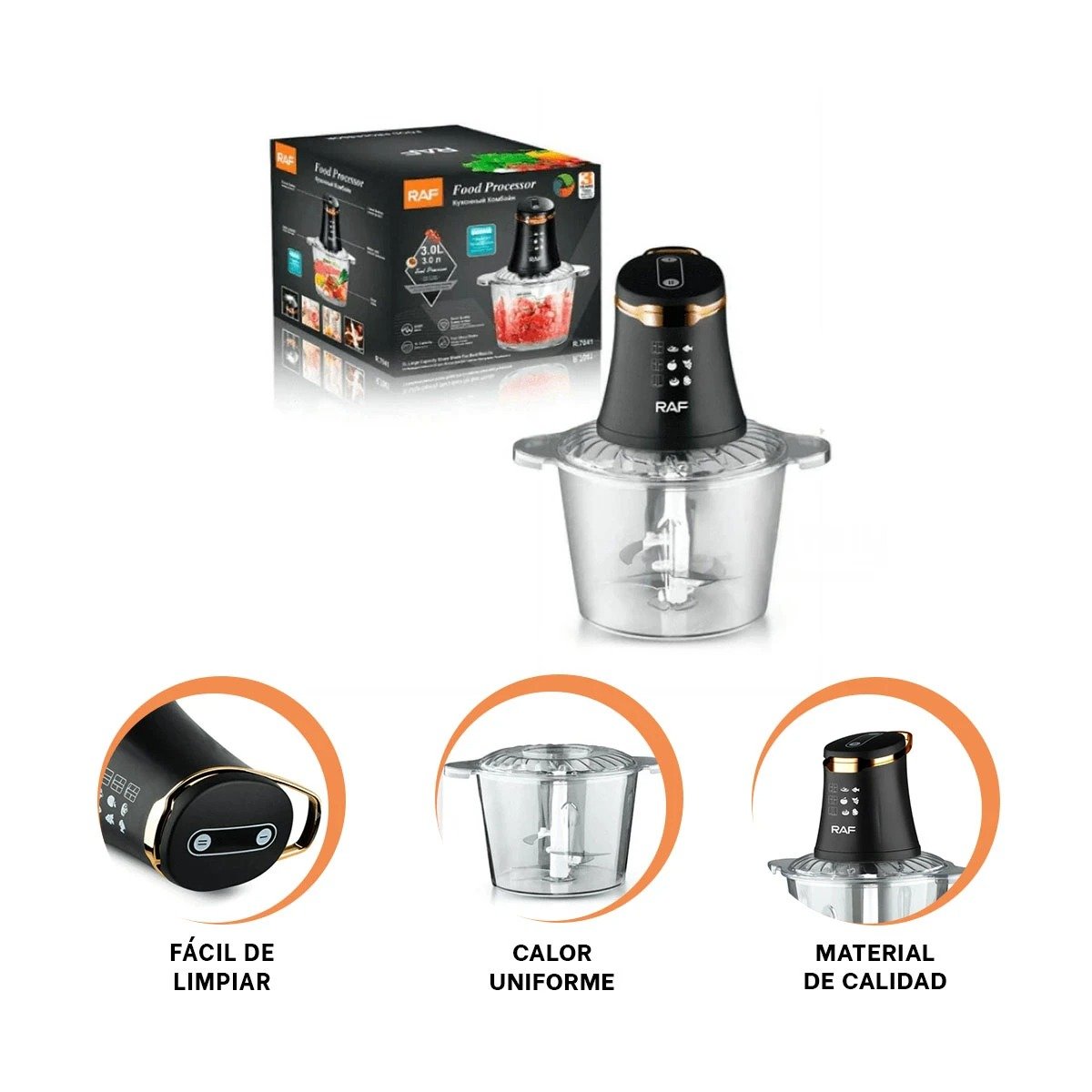 LICUADORA DE ALIMENTOS CON 4 CUCHILLAS NEGRO MULTIFUNCIONAL DE COCINA YREGALO STICKER - 1