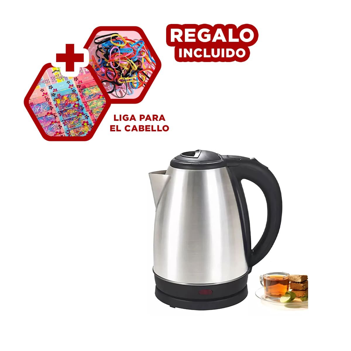 EQUIPO ELECTRICO PARA HERVIR AGUA 2LT PLATEADO EN COCINA HOGAR YLIGAS REGALO - 2