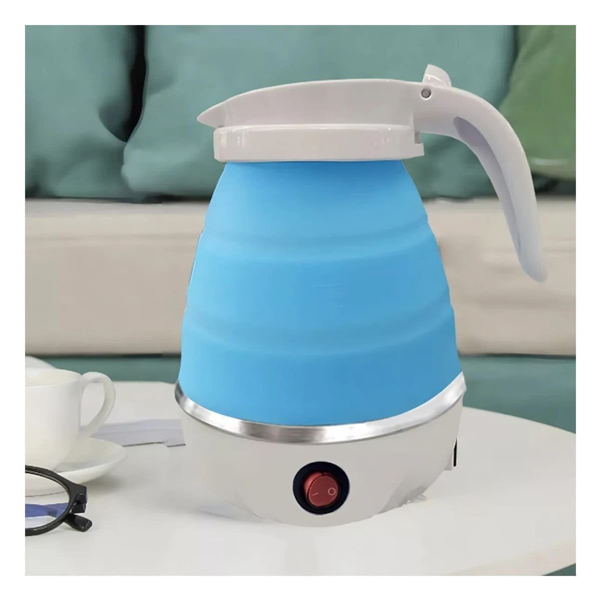 OLLA ELECTRICA PLEGABLE DE SILICONA 600ML CELESTE MODERNA YREGALO STICKER - 3