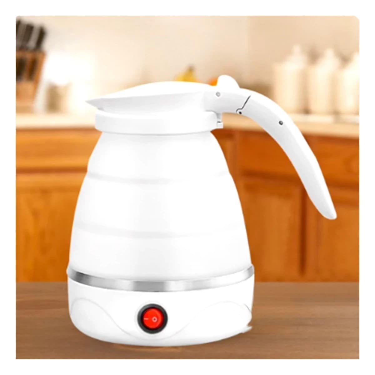 OLLA ELECTRICA PLEGABLE DE SILICONA 600ML BLANCO COMPACTA YREGALO STICKER - 5
