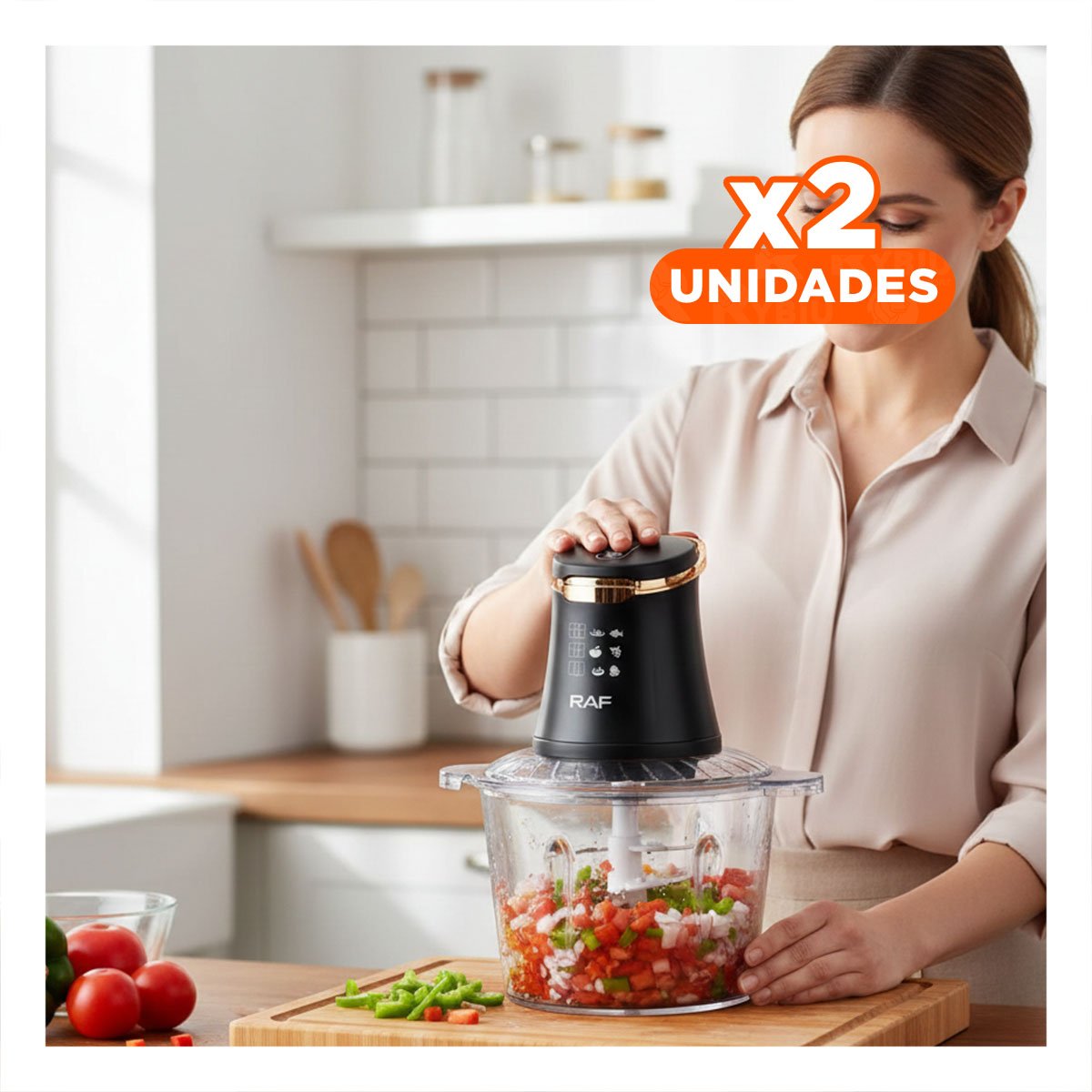PACK2 EQUIPO DE COCINA CON 4 CUCHILLAS NEGRO PARA PICAR Y TRITURAR YPAPEL REGALO - 1