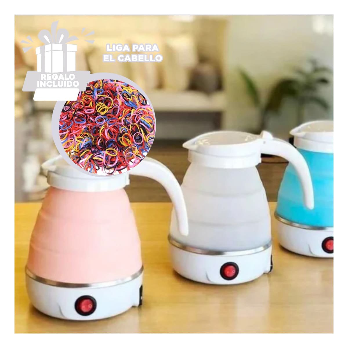 CALENTADOR ELECTRICO PLEGABLE DE SILICONA ROSADO 600ML PARA ESPACIOS PEQUENOS YLIGAS REGALO - 2