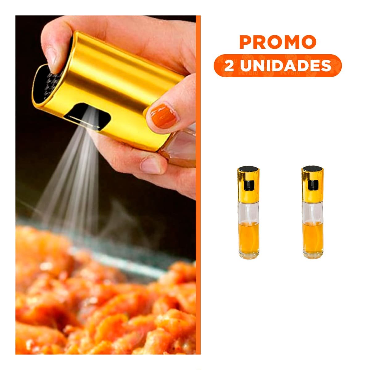 PACK2 ACEITERO EN SPRAY DORADO 100ML CON BOTELLA DE VIDRIO DE ESTILO FINO YREGALO STICKER - 1