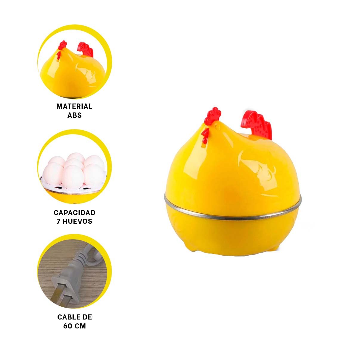 ELECTRODOMESTICO GALLINA DE HUEVOS AMARILLO PARA PREPARAR DESAYUNO YSTICKY - 5