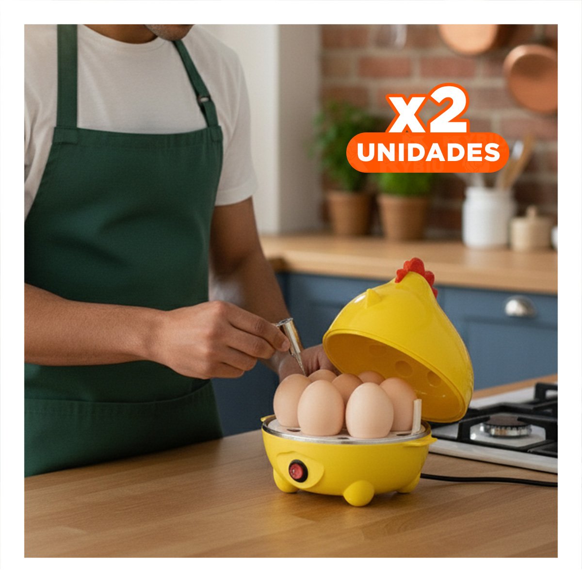 PACK2 COCINADOR ELECTRICO GALLINA DE HUEVOS AMARILLO PARA COCINA - 1