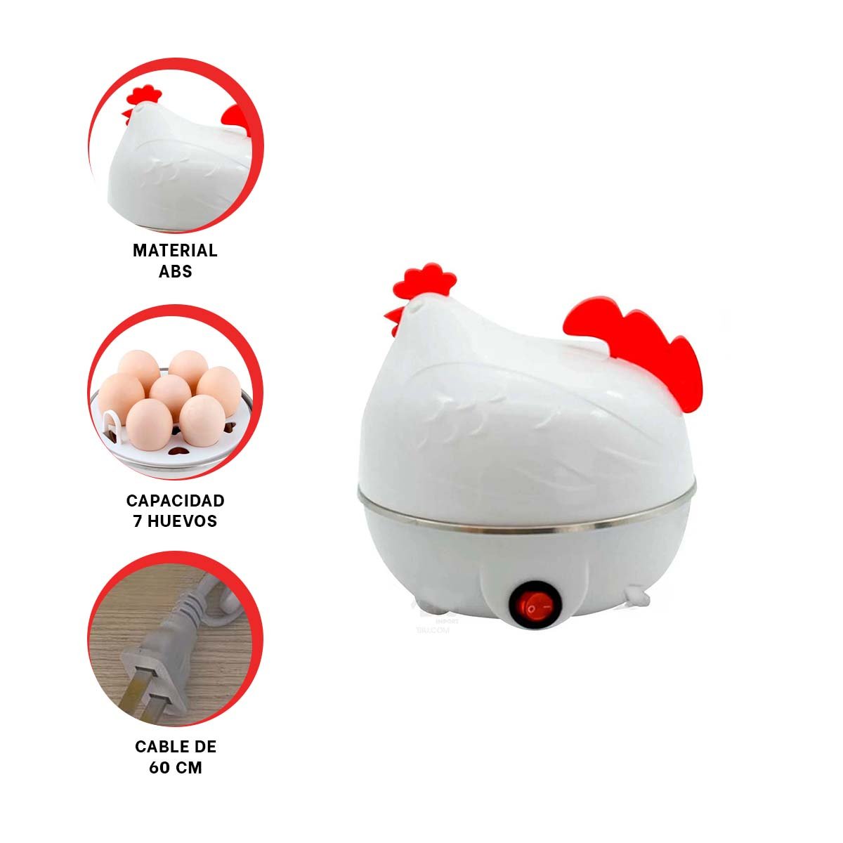 COCEDOR GALLINA BLANCO DE HUEVOS ELECTRICO PARA COCINA HOGAR YSTICKY - 5