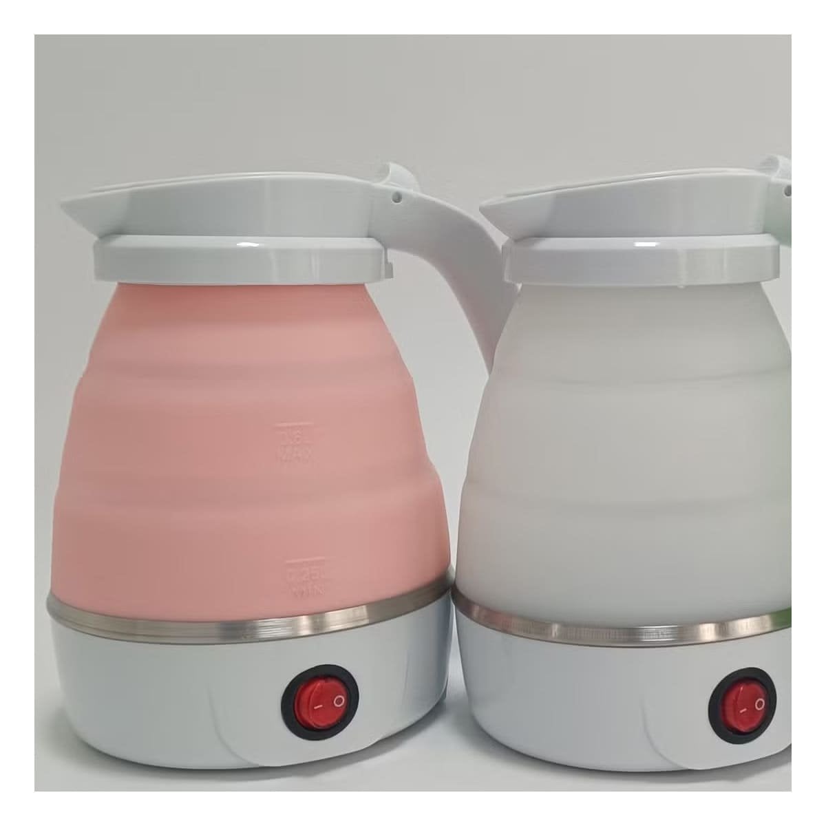 HERVIDOR PLEGABLE ELECTRICO DE SILICONA ROSADO 600ML PARA VIAJES Y HOGAR - 1
