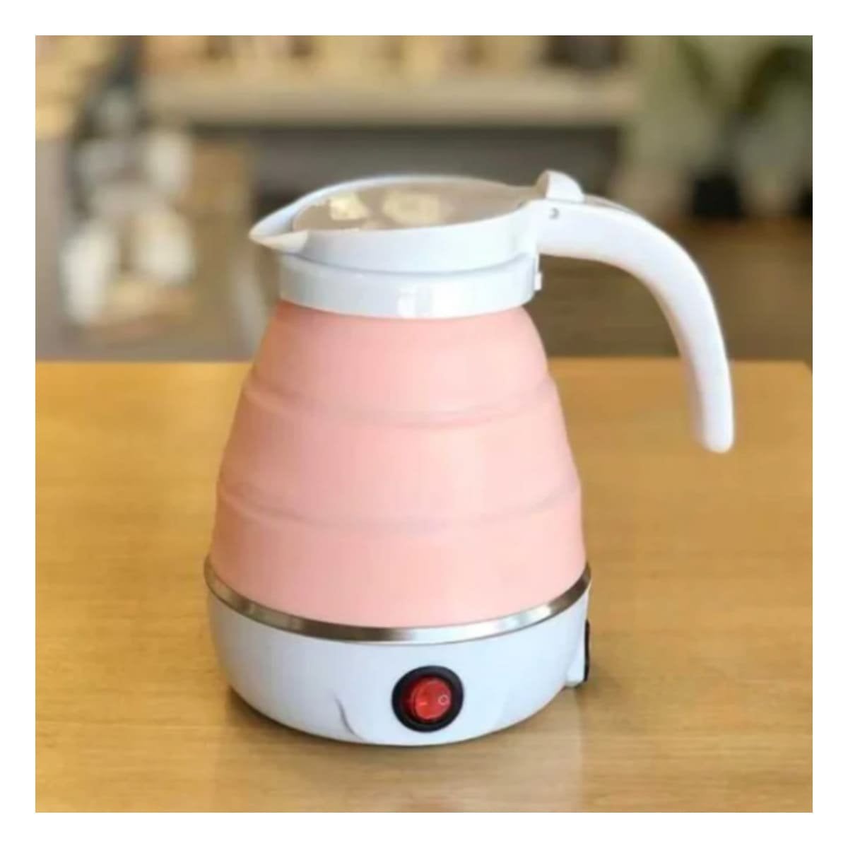 HERVIDOR PLEGABLE ELECTRICO DE SILICONA ROSADO 600ML PARA VIAJES Y HOGAR - 3