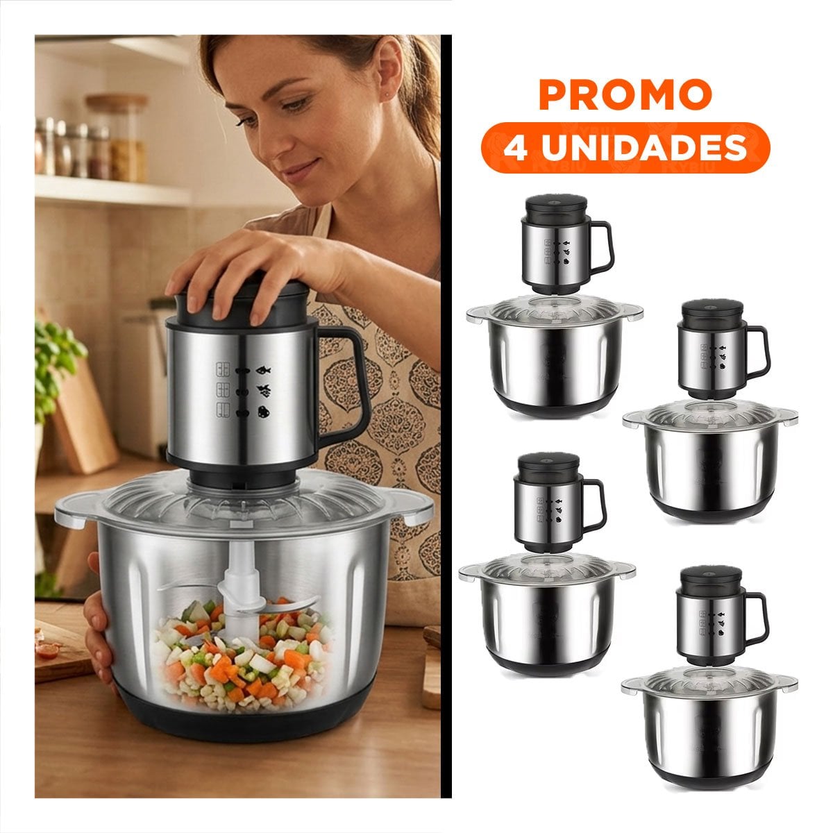 PACK4 CORTADORA DE ALIMENTOS RAF PICATODO PARA COCINA DOMESTICA - 1