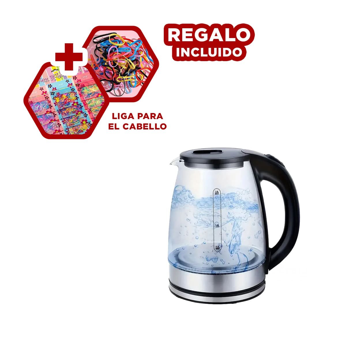 RECIPIENTE HERVIDOR DE VIDRIO 2 LT TRANSPARENTE PARA COCINA HOGAR PRACTICO YLIGAS REGALO - 2