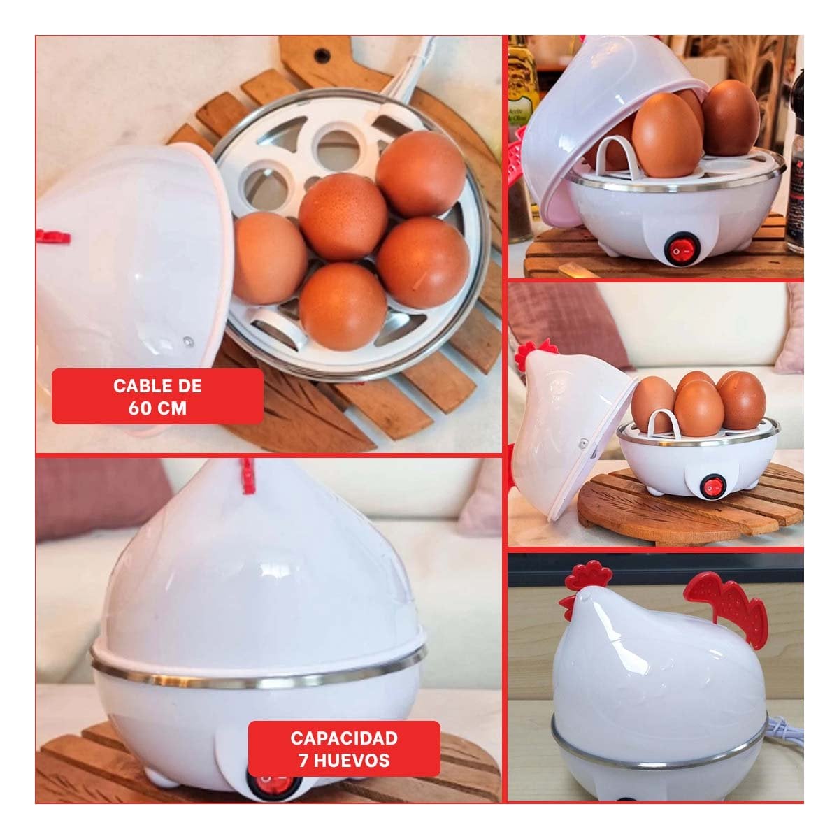 GALLINA COCEDORA DE HUEVOS BLANCA ELECTRICA PARA USO DIARIO YLIGAS REGALO - 1