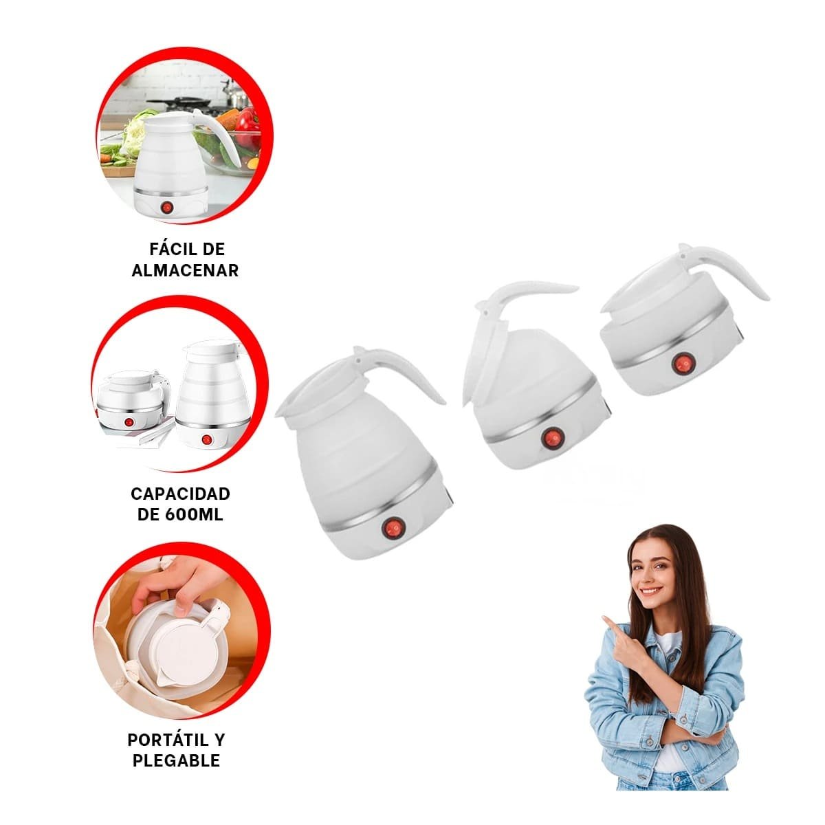 CAFETERA ELECTRICA PLEGABLE DE SILICONA 600ML BLANCO MODERNA YSTICKY - 5