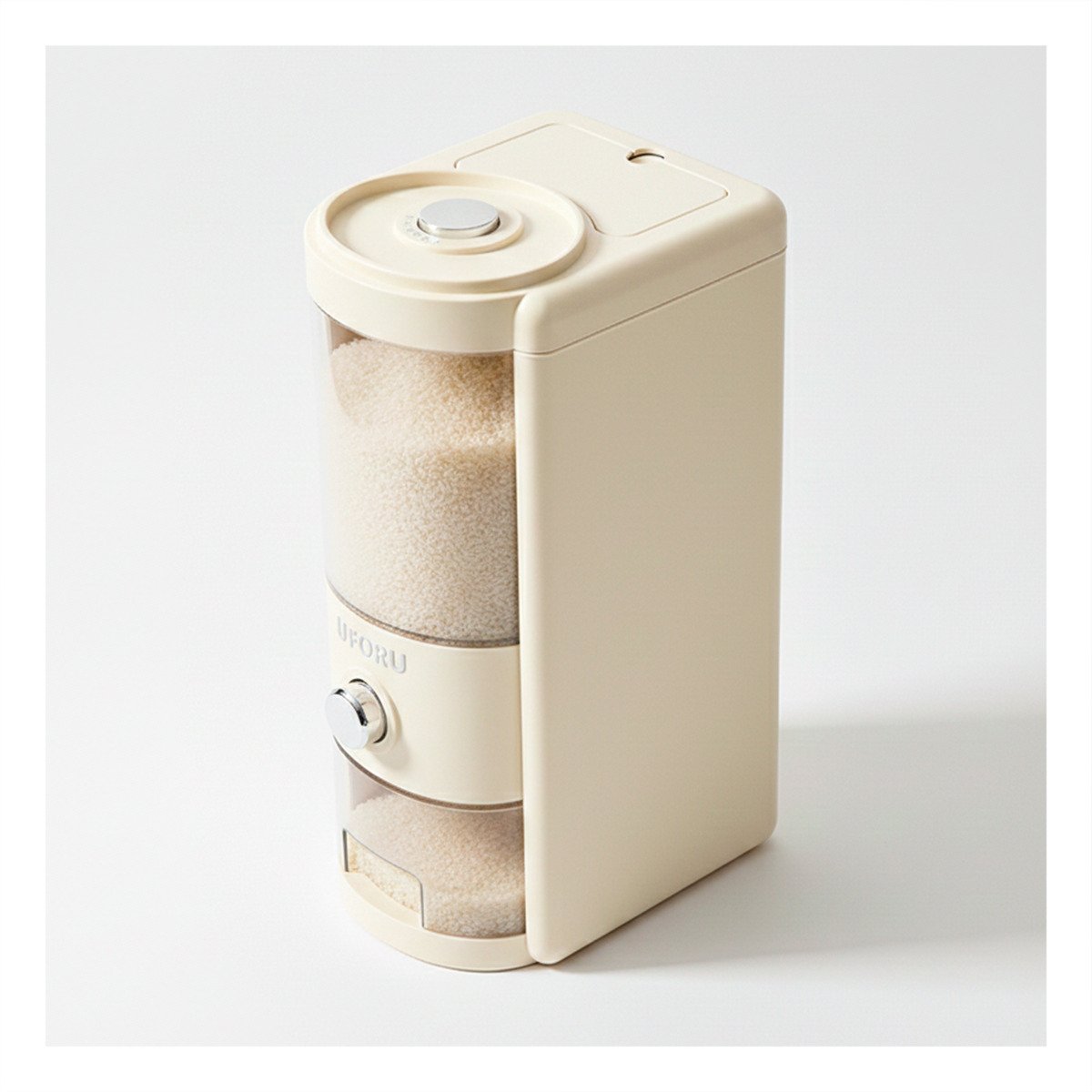 DISPENSADOR DE GRANOS TRANSPARENTE Y CREMA 5L PARA GUARDAR ALIMENTOS YREGALO STICKER - 3