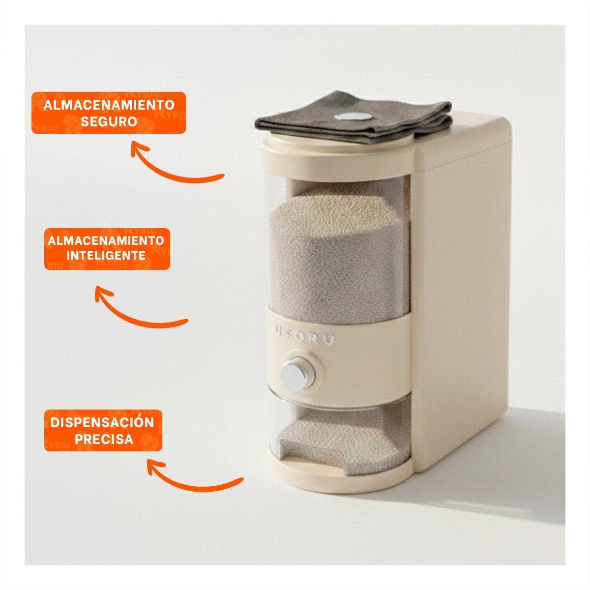 DISPENSADOR 5L DE GRANOS DE COLOR CREMA Y TRANSPARENTE DECORATIVO Y PRÁCTICO YLIGAS REGALO - 5