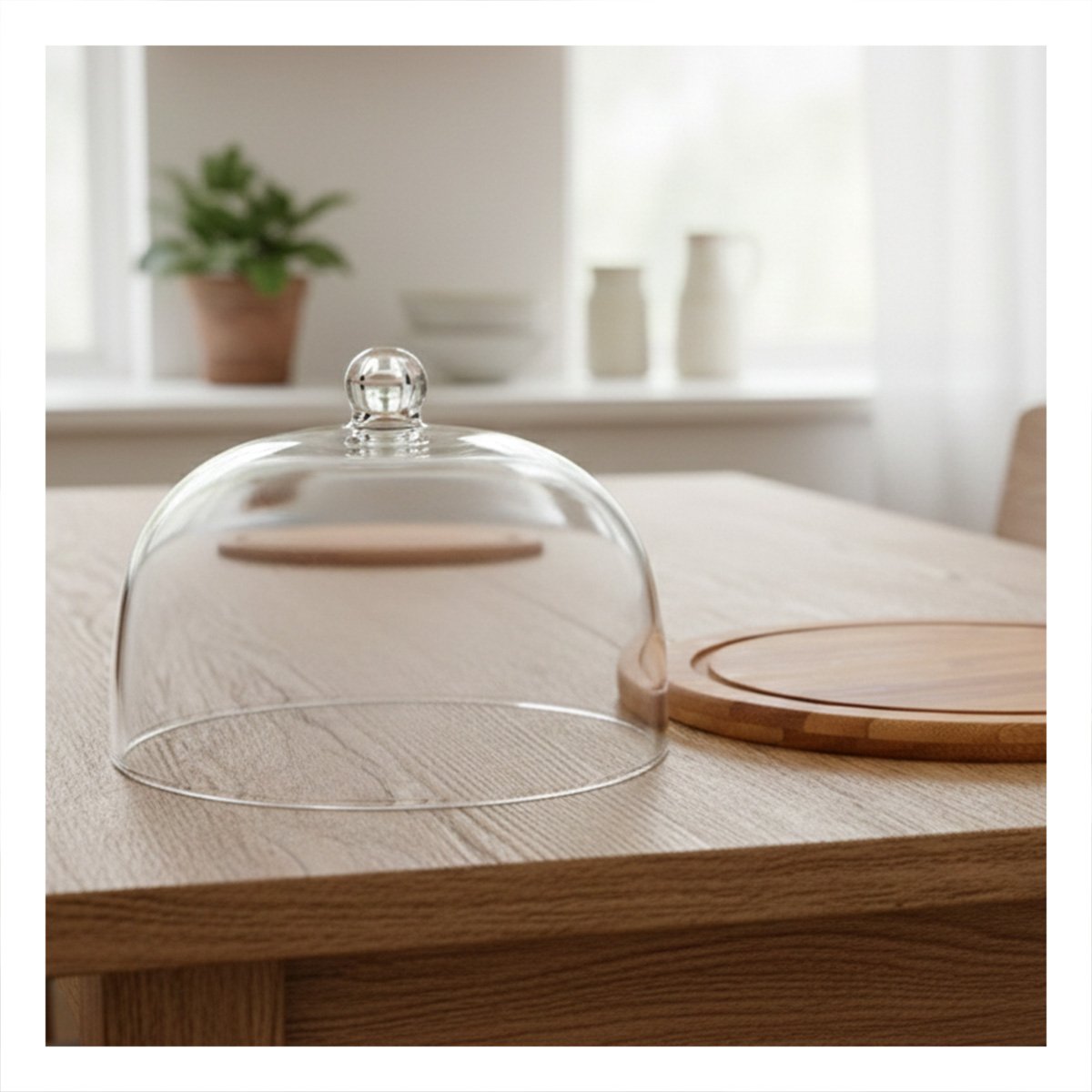 BASE MADERA 19CM CON CUPULA DE PLASTICO DE COLOR TRANSPARENTE PARA EXHIBIR YPAPEL REGALO - 1