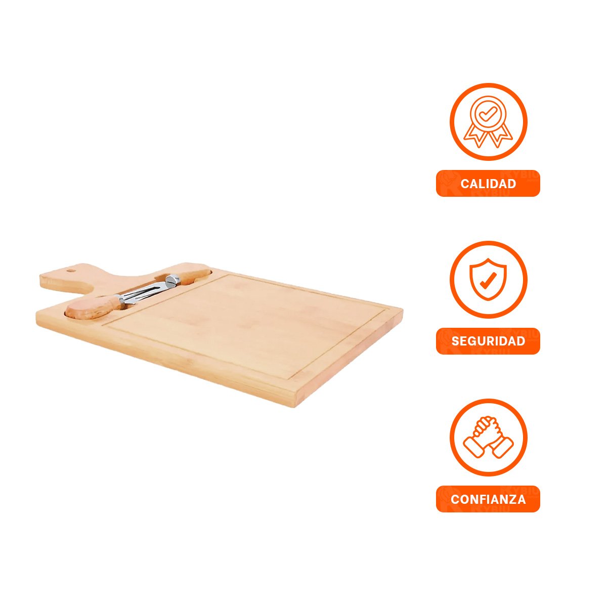 TABLA RECTANGULAR CON 2 UTENSILIOS DE MADERA BAMBU IDEAL PARA SERVIR YPOST IT - 5