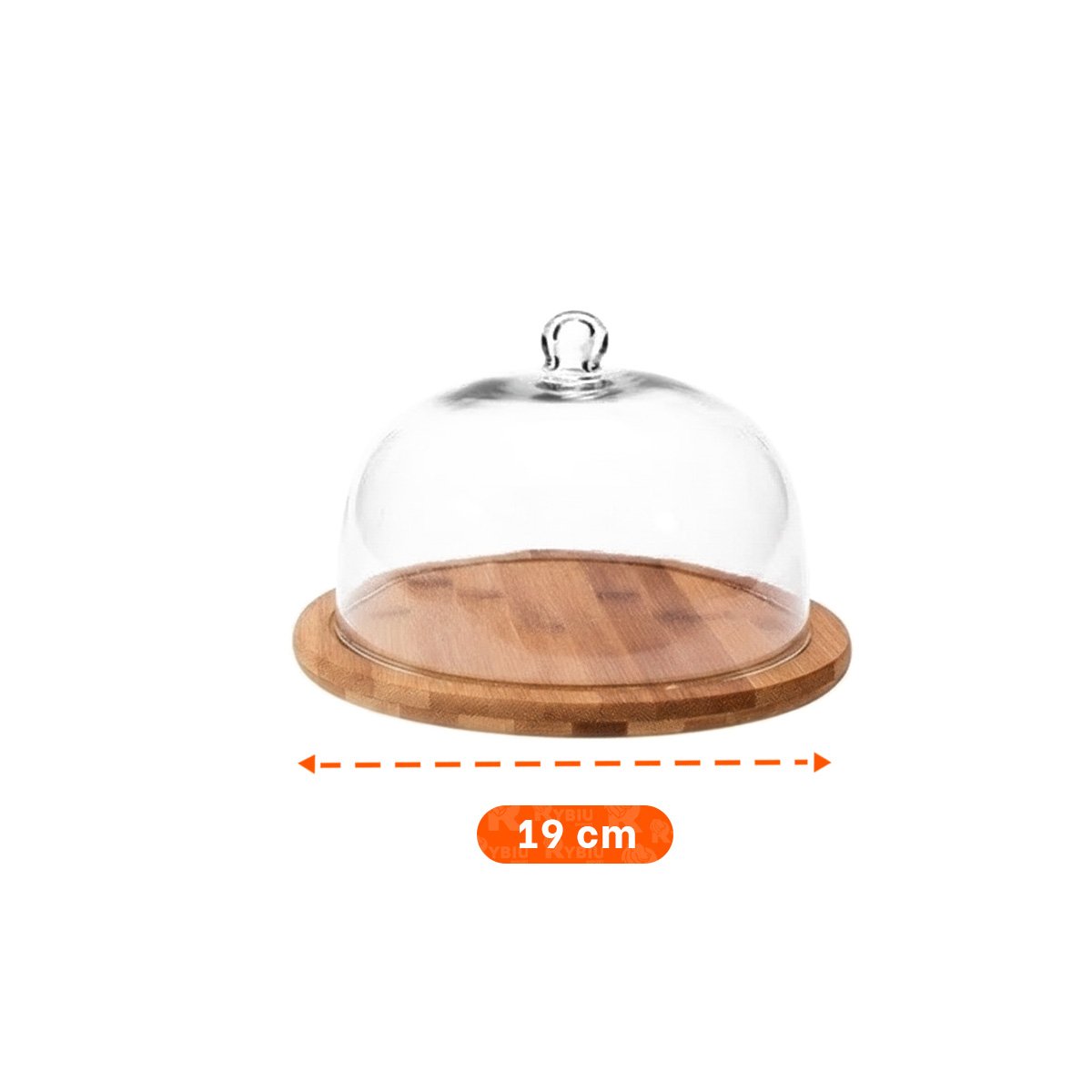 PACK4 BANDEJA MADERA 19CM CON CUPULA DE COLOR TRANSPARENTE DE PLASTICO - 4