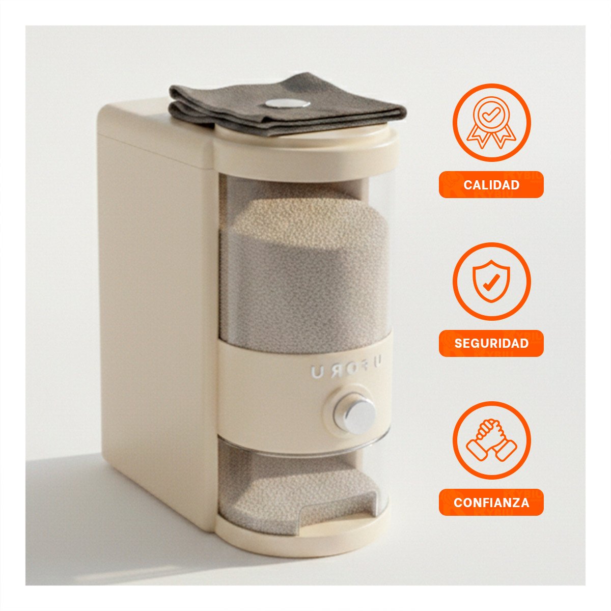 PACK2 RECIPIENTE DE DISPENSADOR DE GRANOS TRANSPARENTE Y CREMA 5L FUNCIONAL YREGALO STICKER - 2