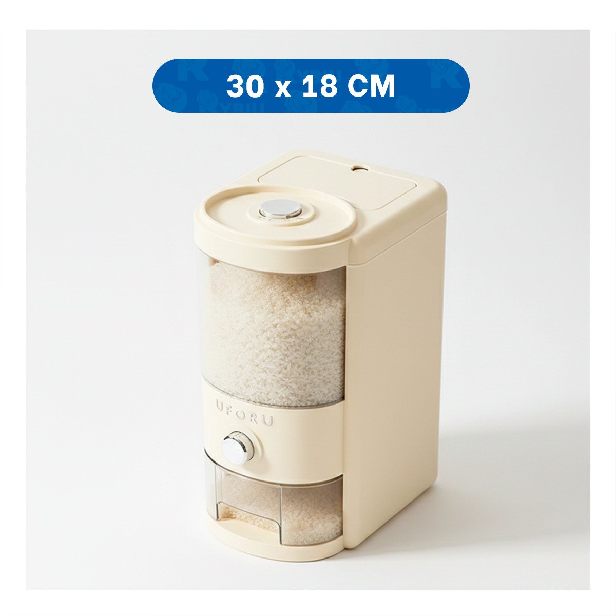 PACK2 RECIPIENTE DE DISPENSADOR DE GRANOS TRANSPARENTE Y CREMA 5L FUNCIONAL YREGALO STICKER - 4