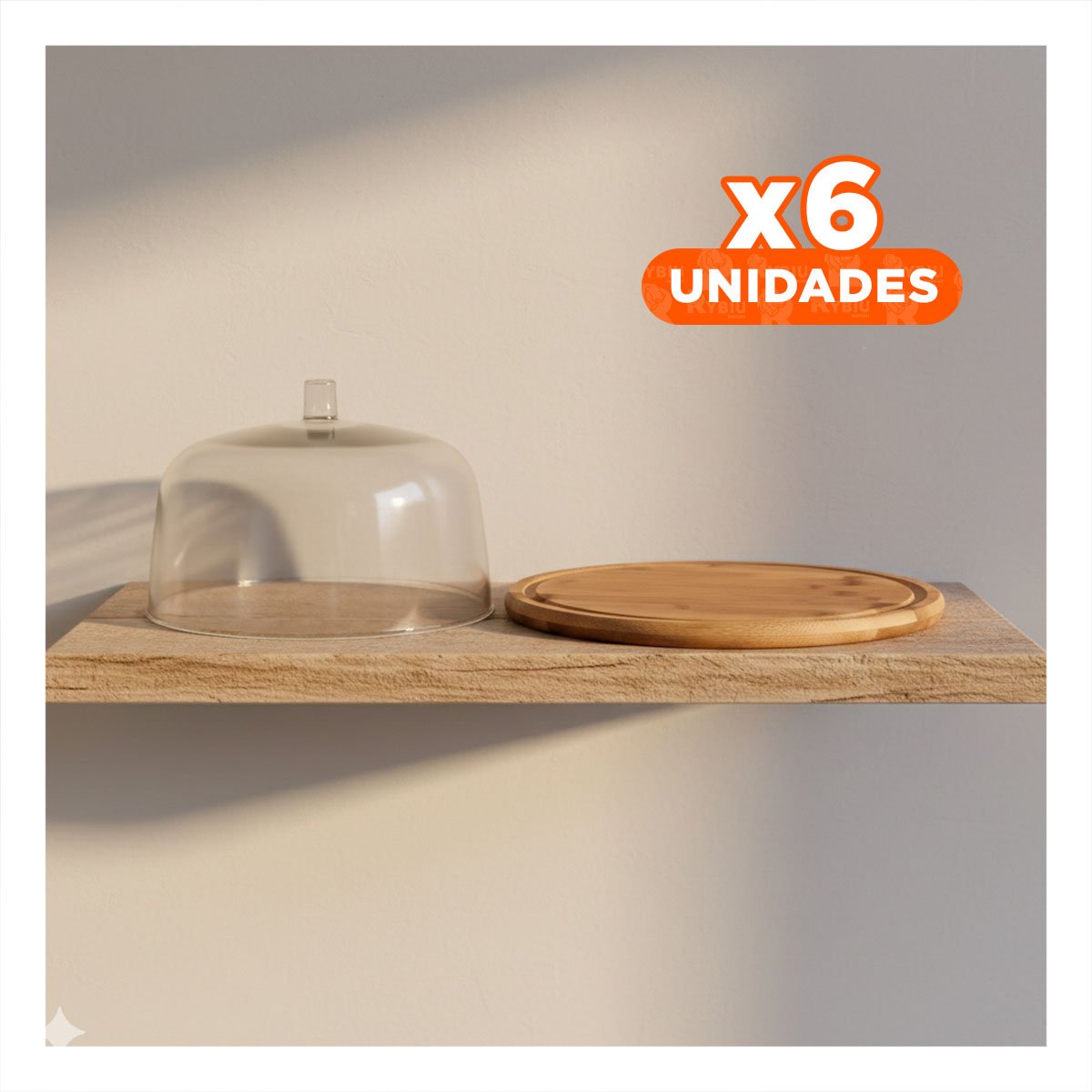 PACK6 SOPORTE MADERA 28,5CM CON CUPULA DE COLOR TRANSPARENTE DE PLASTICO - 1