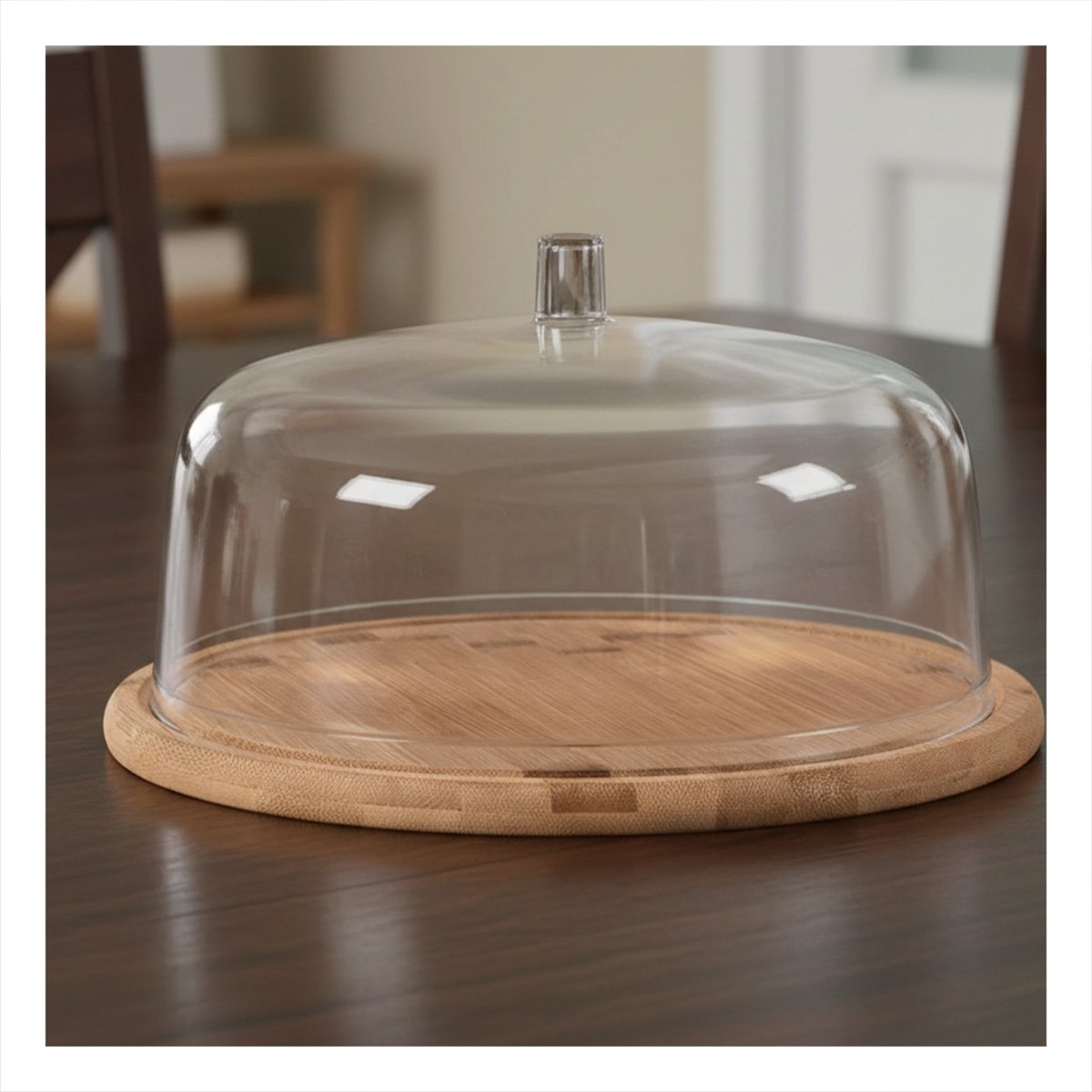 PACK6 SOPORTE MADERA 28,5CM CON CUPULA DE COLOR TRANSPARENTE DE PLASTICO - 5