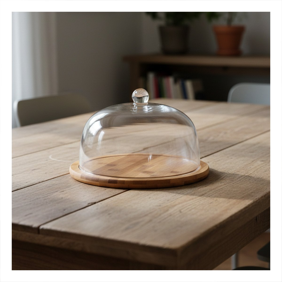 PACK2 PLATAFORMA DE PRESENTACION 19CM MADERA CUPULA DE COLOR TRANSPARENTE - 2