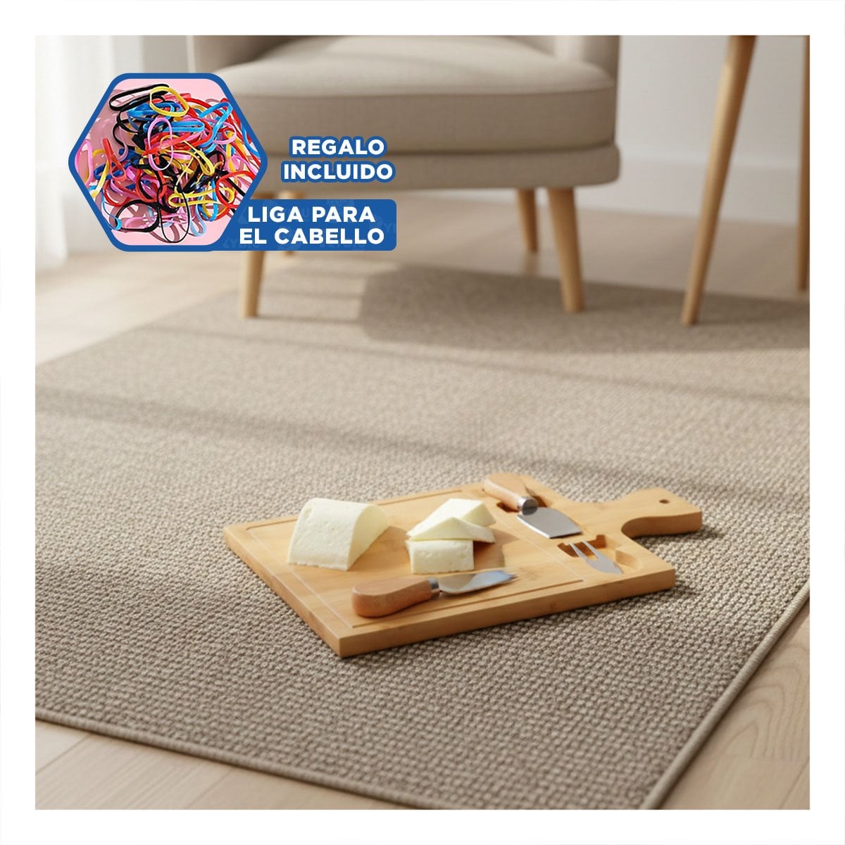 TABLA DE MADERA BAMBU CON 2 UTENSILIOS RECTANGULAR PARA PREPARAR COMIDAS YLIGAS REGALO - 2