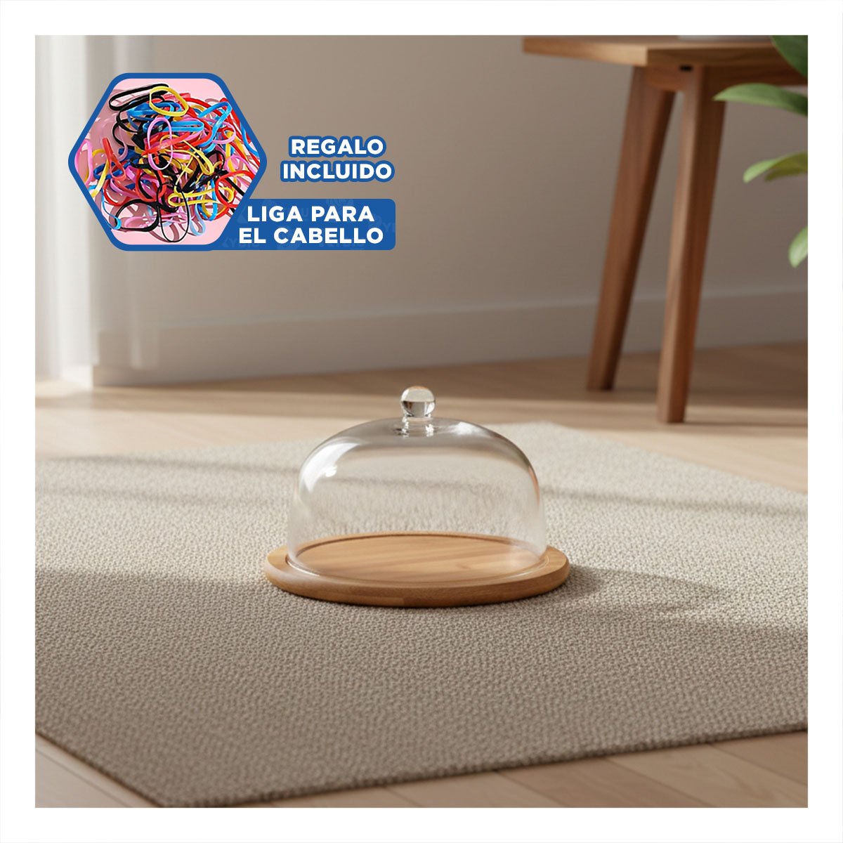 BASE 19CM DE MADERA CON CUPULA DE COLOR TRANSPARENTE DE PLASTICO YLIGAS REGALO - 2