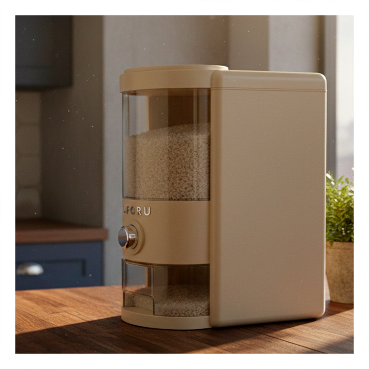 DISPENSADOR 5L DE COLOR CREMA Y TRANSPARENTE DE GRANOS USO DIARIO FUNCIONAL YPAPEL REGALO - 2