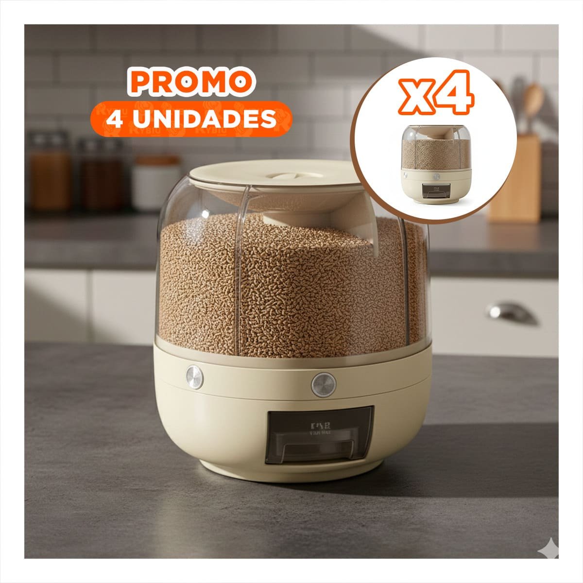 PACK4 BASE DE DISPENSADOR COLOR CREMA DE 27X27CM GIRATORIO FUNCIONAL YREGALO STICKER - 1