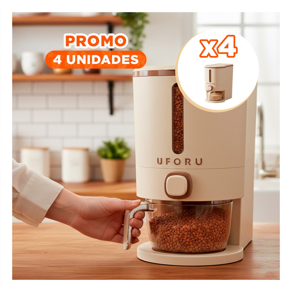 PACK4 BASE 5L MARRON Y CREMA PARA DISPENSADOR DE GRANOS PARA GUARDAR YPAPEL REGALO - 1