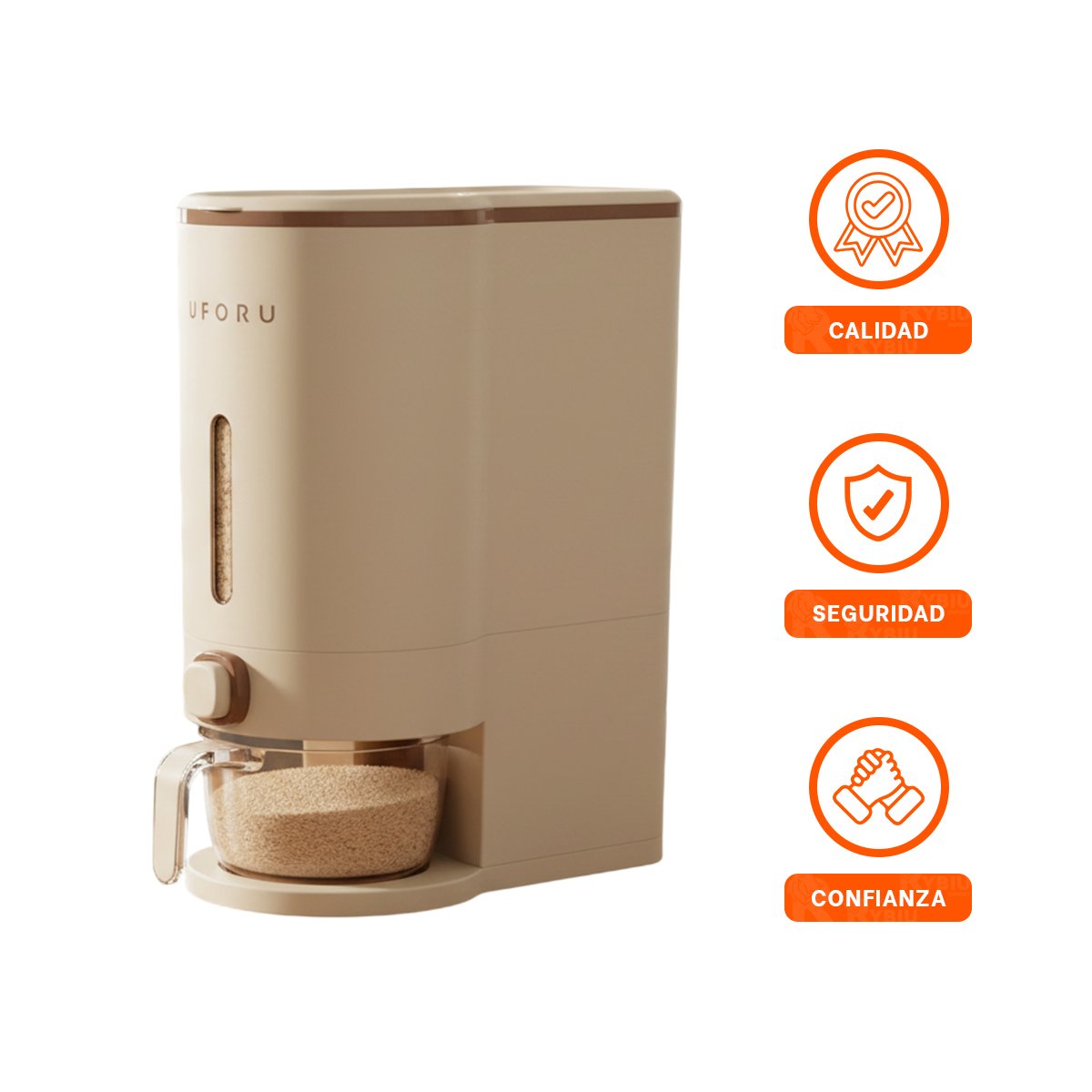 DISPENSADOR 10L DE COLOR CREMA Y MARRON DE GRANOS USO DIARIO FUNCIONAL YPAPEL REGALO - 5
