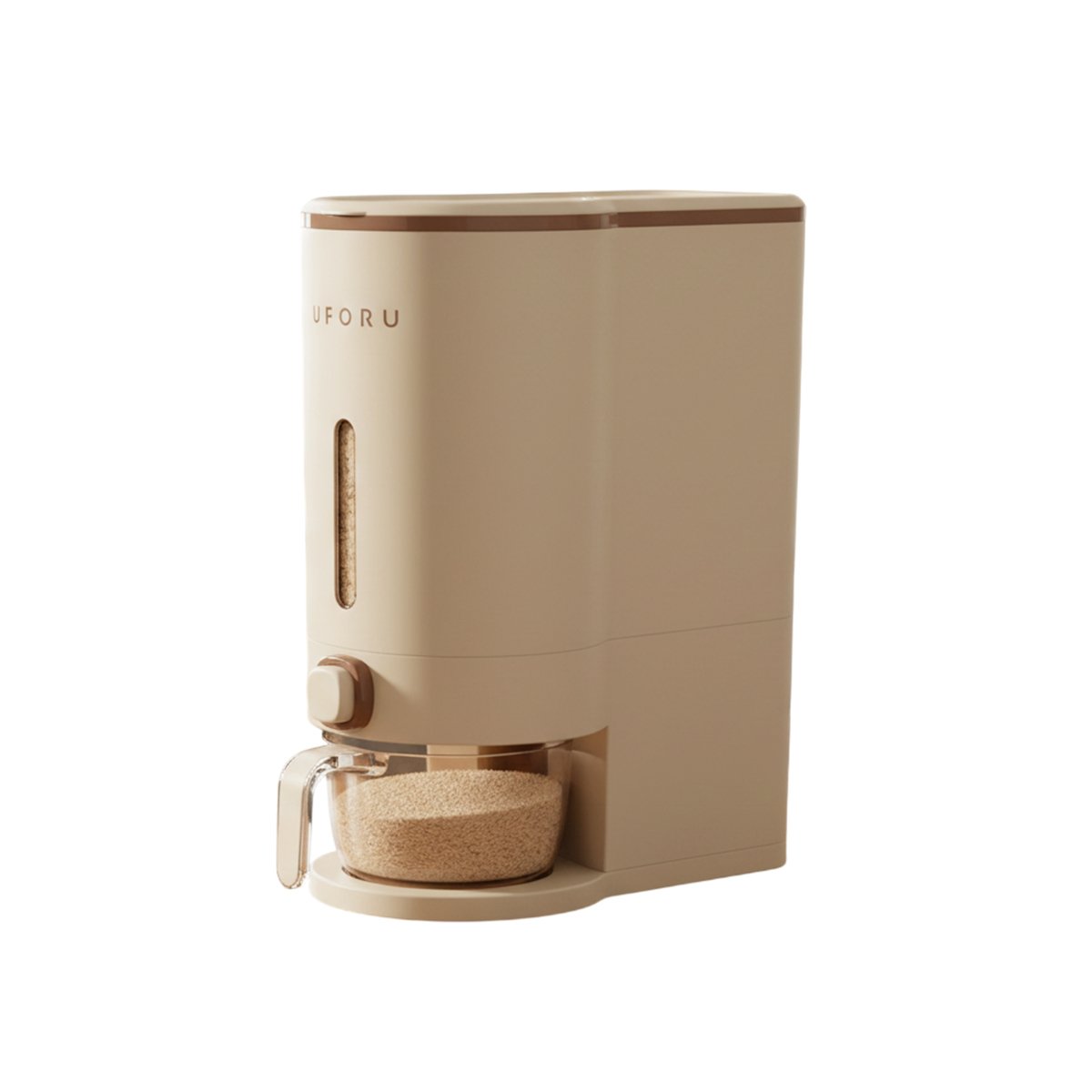PACK2 RECIPIENTE DE DISPENSADOR DE GRANOS MARRON Y CREMA 10L FUNCIONAL YREGALO STICKER - 2