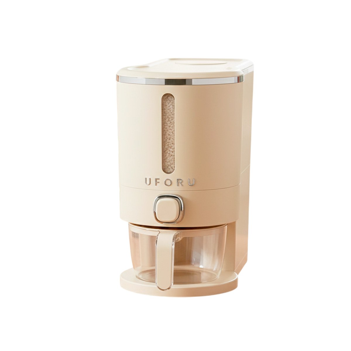 DISPENSADOR DE GRANOS PLATEADO Y CREMA 5L PARA GUARDAR ALIMENTOS YREGALO STICKER - 1