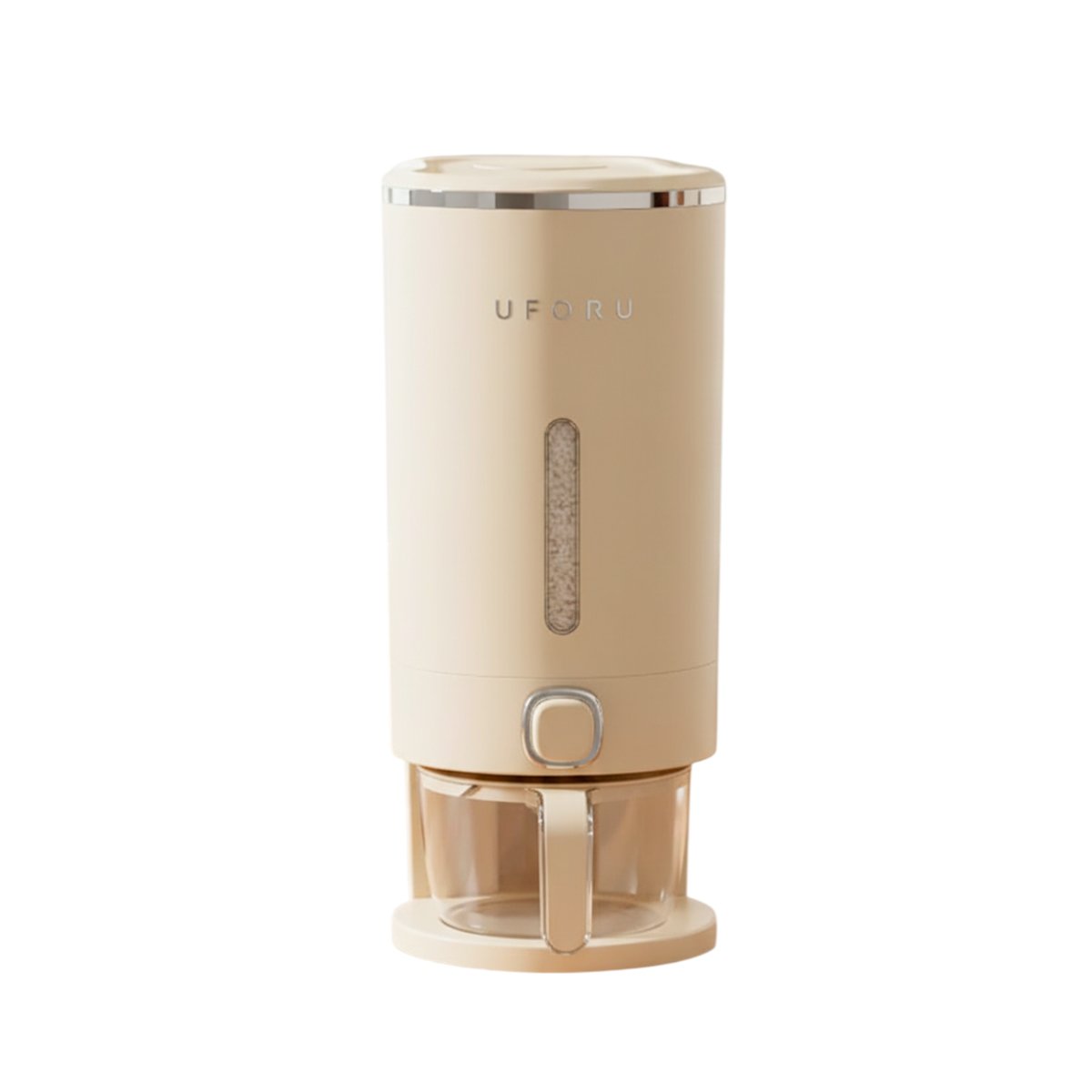 DISPENSADOR DE GRANOS PLATEADO Y CREMA 10L PARA GUARDAR ALIMENTOS YREGALO STICKER - 1