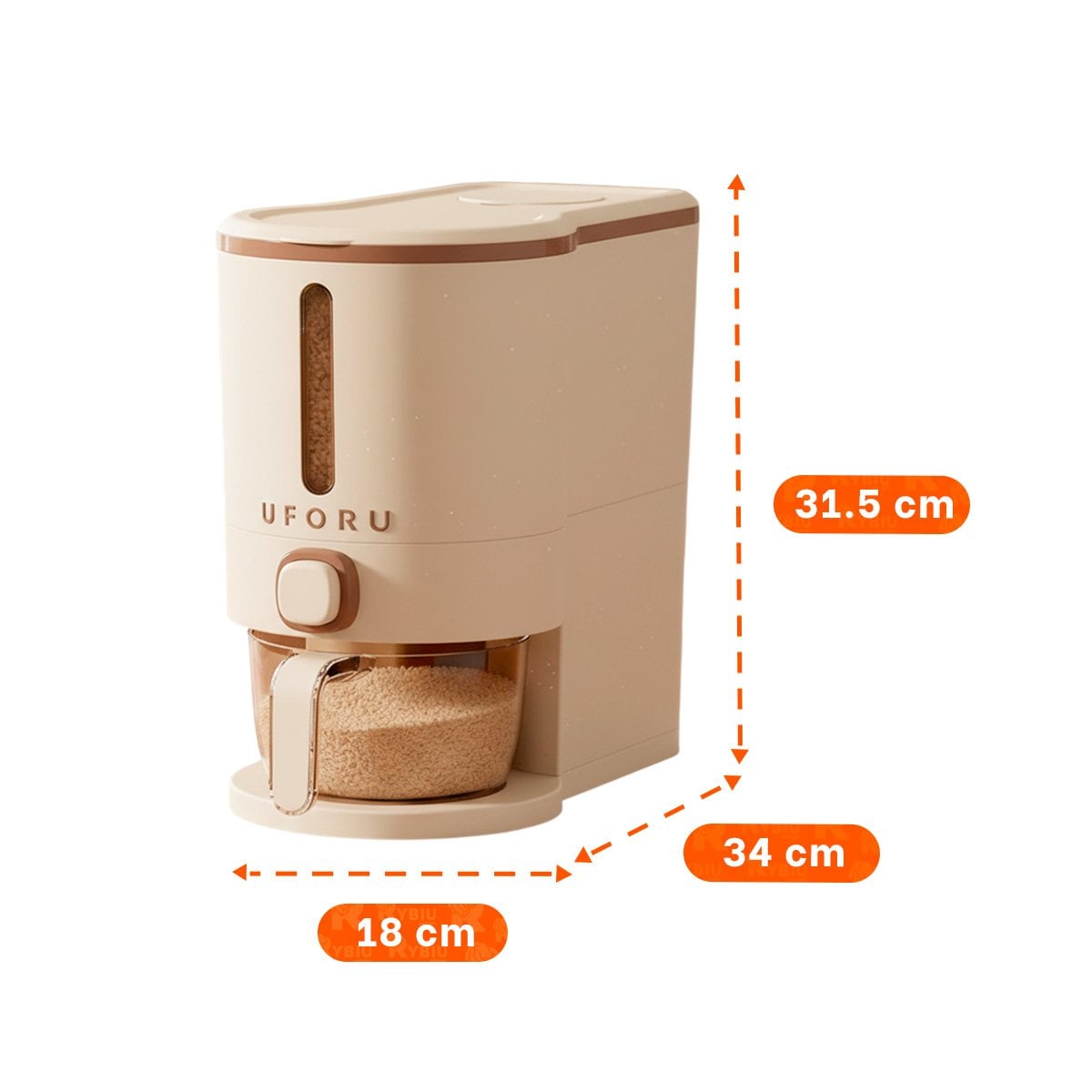DISPENSADOR DE GRANOS 5L DE COLOR CREMA Y MARRON PARA COCINA Y MESA - 4