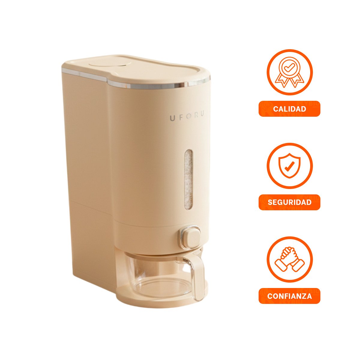 DISPENSADOR 10L DE COLOR CREMA Y PLATEADO DE GRANOS USO DIARIO FUNCIONAL YPAPEL REGALO - 5