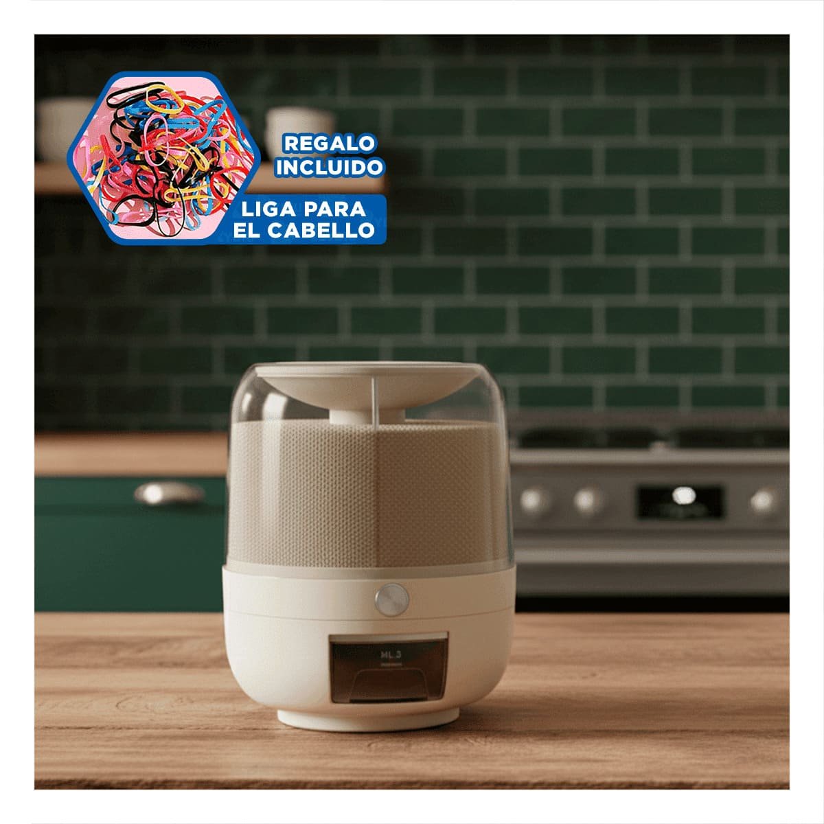 DISPENSADOR GIRATORIO DE GRANOS DE COLOR CREMA DE 27X27CM DECORATIVO PRÁCTICO YLIGAS REGALO - 2