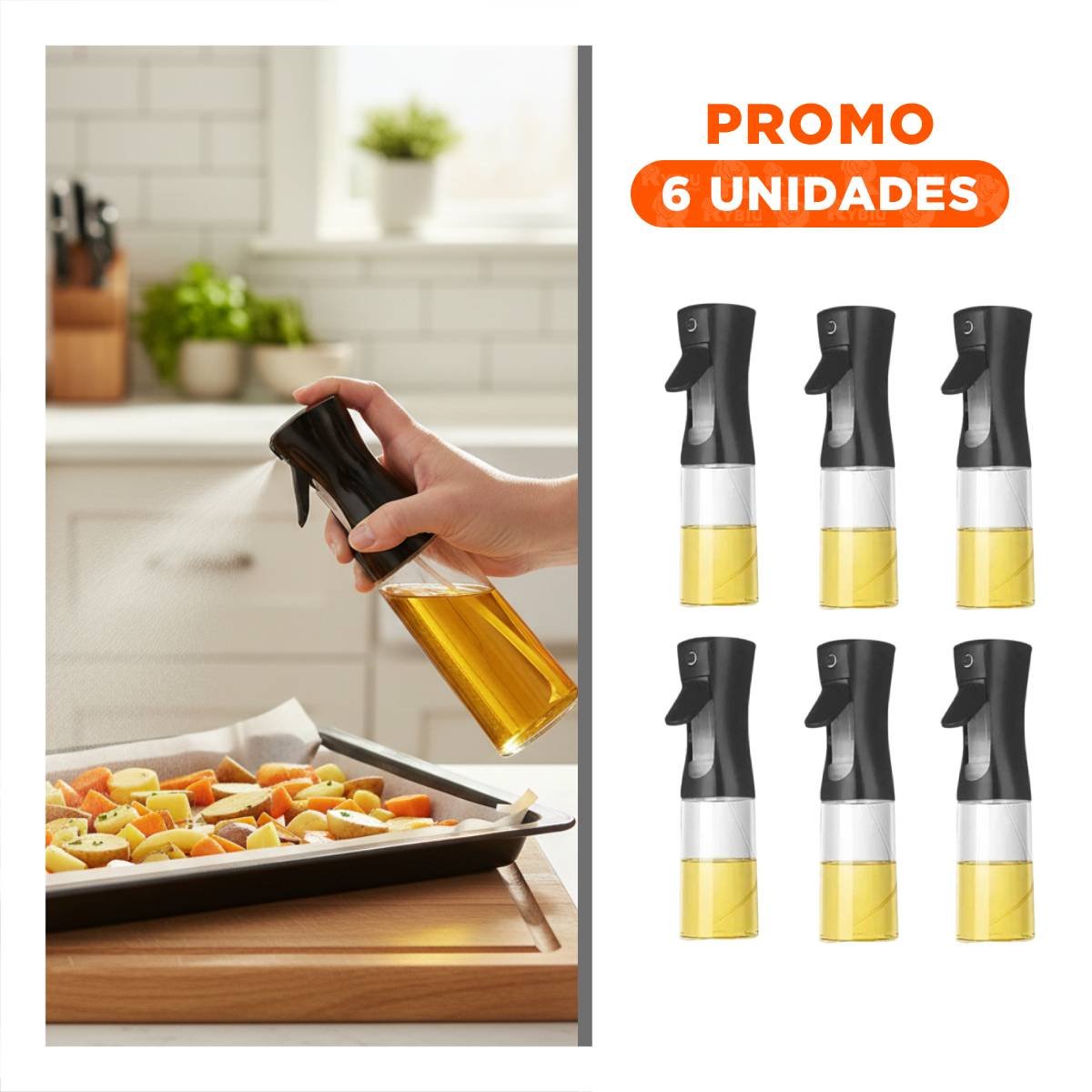 PACK6 SPRAY DE COCINA NEGRO 220ML CON MATERIAL SEGURO PARA SUS ALIMENTOS YREGALO STICKER - 1